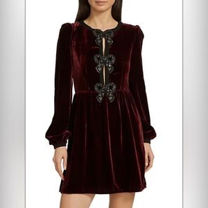 SALONI Camille Bow-Front Mini Dress Burgundy